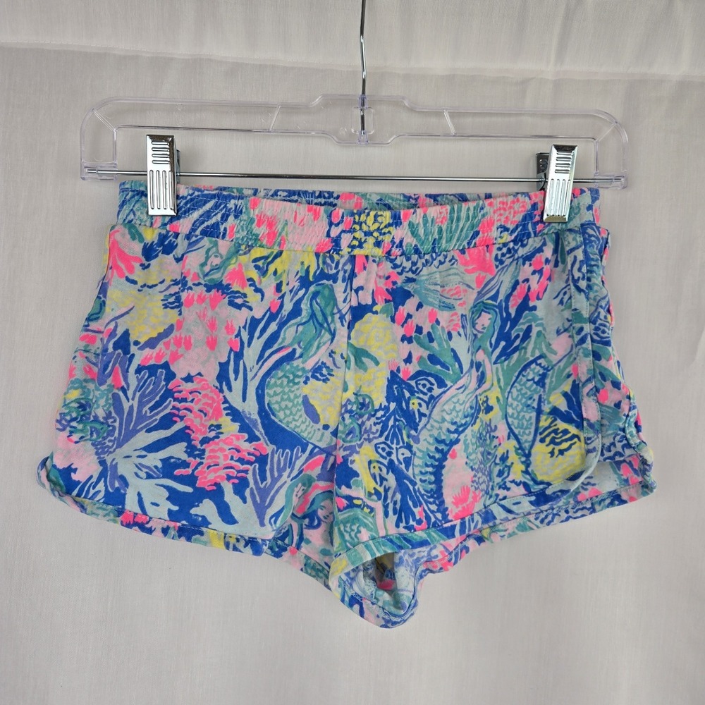 Lilly Pulitzer Mermaid Cove Cotton Knit Shorts Girls Size L 8-10 Resortwear
